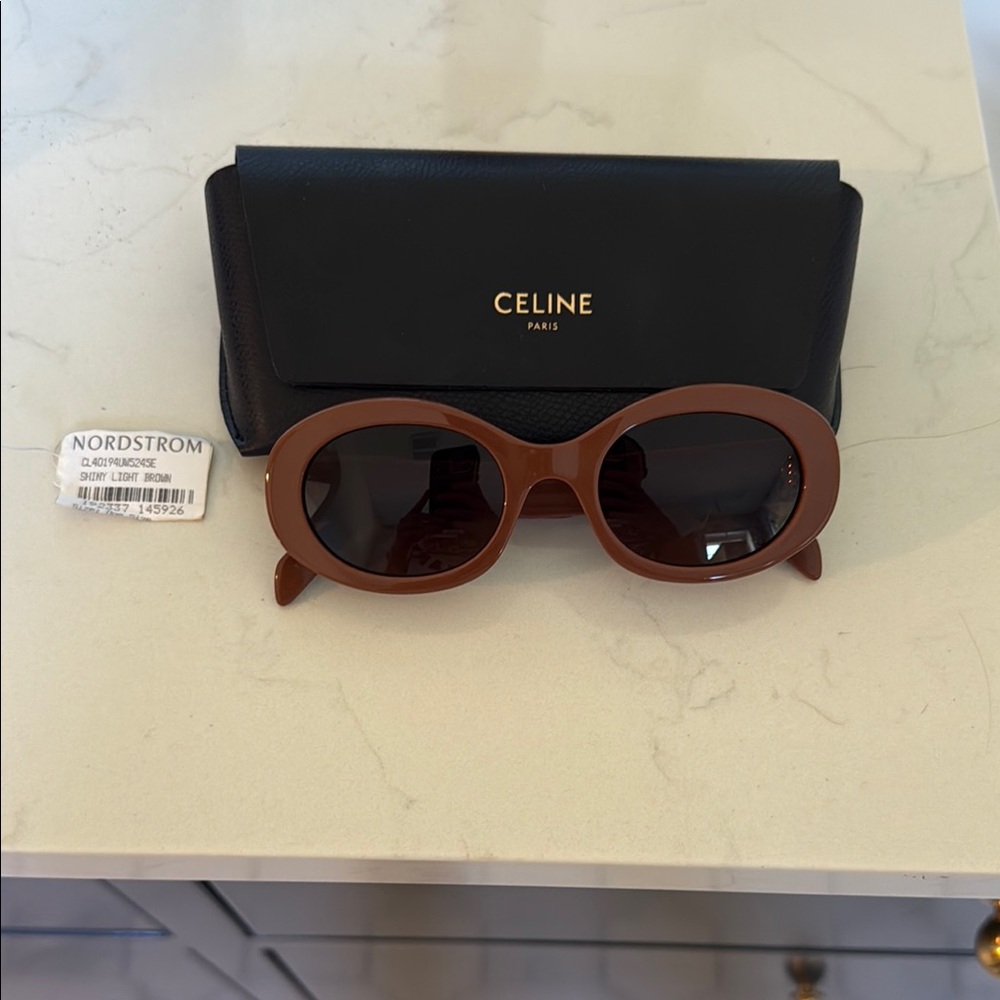 Celine Triomphe 52mm Shiny Brown Sunglasses